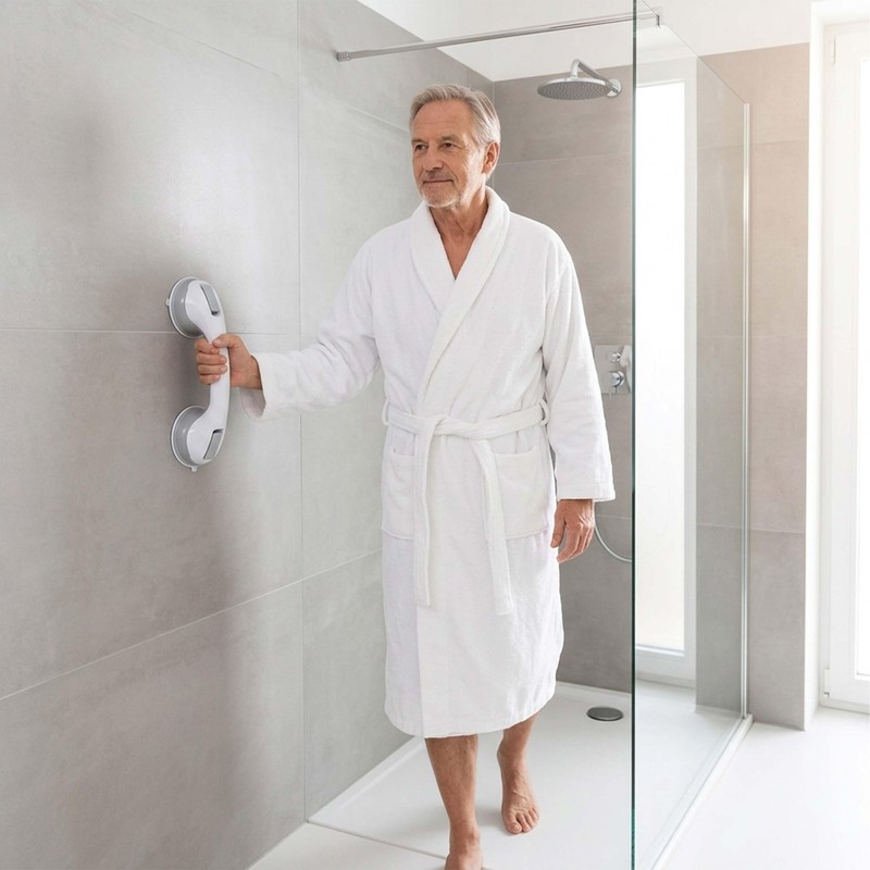 Relaxdays Suction Handle, Set of 2, Grab Bar for Shower