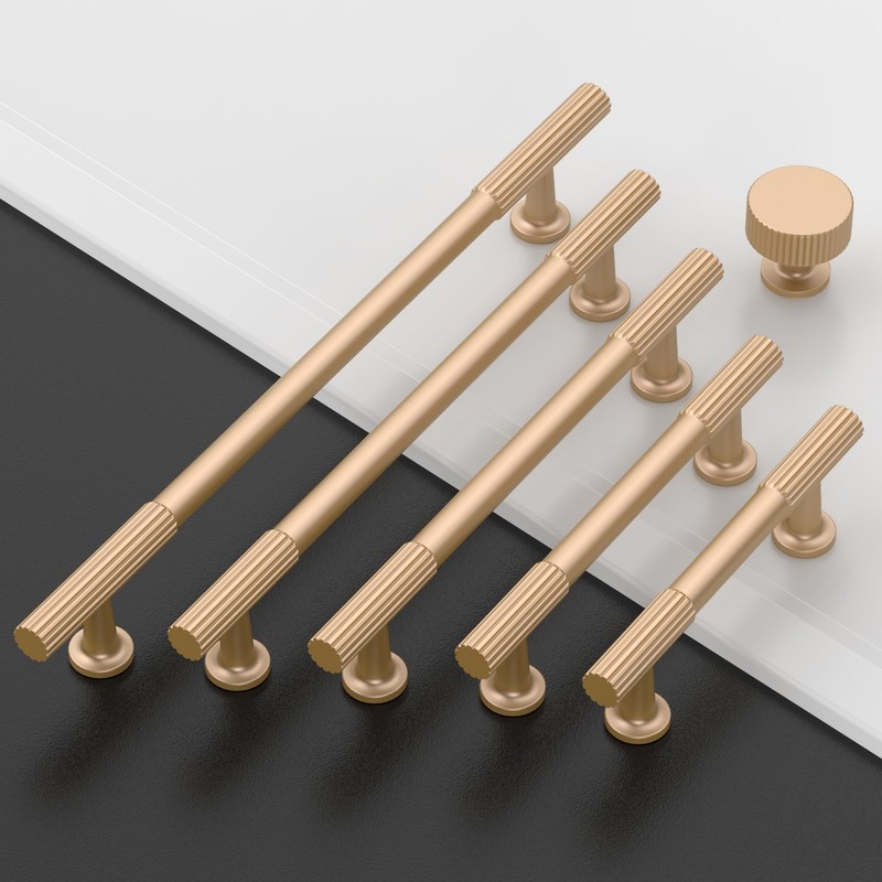 Amerdeco 10 Pack Champagne Gold Cabinet Pulls 3Inch(76MM) Hole Centers