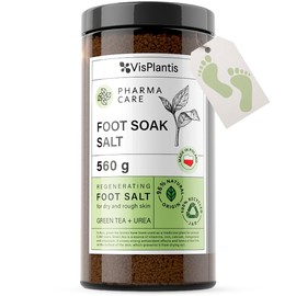 Vis Plantis Foot Soak for Hard Skin and Calluses with Green Tea, Urea and Calendula - 560g Regenerating Foot Spa Soak Salt for Sore Muscle, Tired & Heavy Legs - Rough Feet Moisturiser and Deodorizer