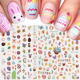 3D Cartoon Bunny Nail Stickers for Kids, 8 Sheets Cute Rabbit Nail Art Stickers Bunny Stickers for Nails Kawaii Rabbits Bunnies Easter Eggs Girls Nail Design Easter Nail Decals Women Nail Supplies