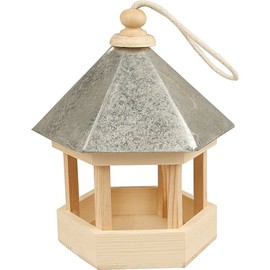 Creativ 22 x 18 x 16.5 cm 1-Piece Wooden Hexagonal Bird Table with Zinc Roof Pine