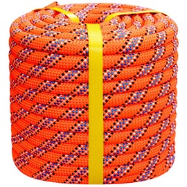 1/2 Inch Arborist Tree Pulling Rope - 200 Feet Tree Swing Rope for Rigging, Outdoor Use - High Strength Double Braided Polyester 48 Strands - Orange