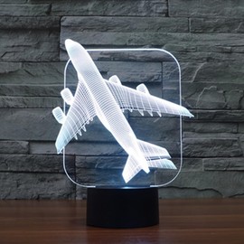 PONLCY Aeroplane Night Light, 3D Illusion Lamp with Remote Control, 16 Colours USB Desk Lamps, Bedroom Decoration, Table Lamp for Children, Christmas, Birthday Gifts
