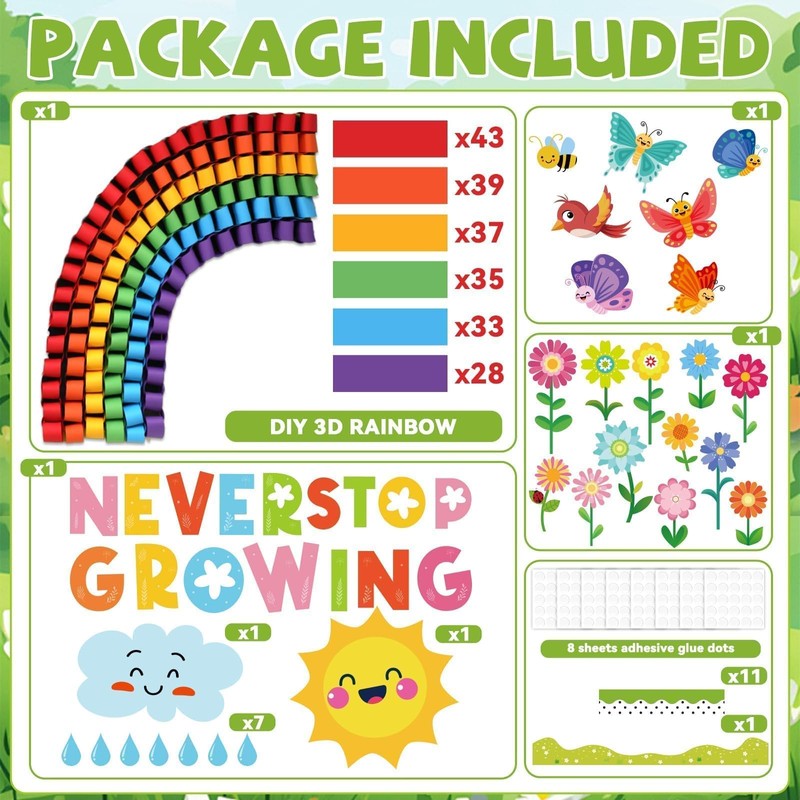 Summer Bulletin Board Classroom Decorations 3D Rainbow Butterfly Floral Bulletin