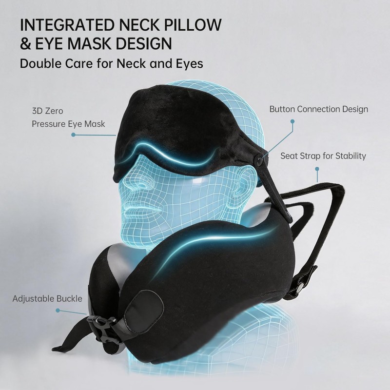 MTGKY Airplane Pillow for Long Flight,Head Strap Combo with 3D