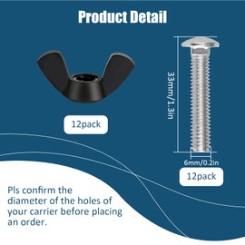 M6 Pet Carrier Fasteners Kennel Replacement Bolts for Plastic Cat Crate and Dog Crate Dog Kennel Accessories Cat Cage Carrier Parts(12 Set)