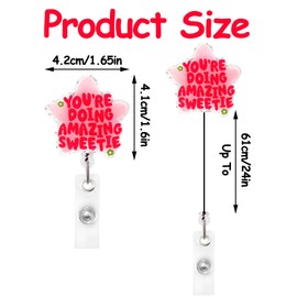 LLMSIX You're Doing Amazing Sweetie Badges Reel，Retractable Pink Nurse Badge Reel, Funny and Cute Nurse Badge Reels for Hospital Nurses Coworker Friends Accessories Gifts