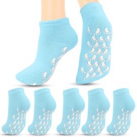 Brookhaus - Calcetines de pilates con puños para mujer, 5 pares de calcetines antideslizantes para yoga, calcetines de hospital, 5 pares de color azul., 6-9