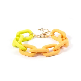 CONRAN KREMIX Yellow Bracelet Resin Chain Chunky Acrylic Bracelet For Women Neon Plastic Rainbow Jewelry (Yellow)
