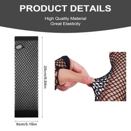 Yolev 2 Pairs of Fishnet Gloves Women's Long Fingerless Gloves Black Arm Warmers Mesh Gloves 80s Retro Party Disco Masquerade Costume Accessories