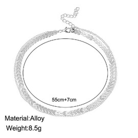 Yienate Fashion Necklace Herringbone Chain Choker Multilayer Necklace Jewelry for Women and Girls (Silver)