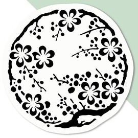 Azeeda 4 x 'Plum Blossom Circle' White Premium Vinyl Decal Stickers – Waterproof, Durable & Easy to Apply - Ideal for Car Bumpers, Windows, Bins and More (DW00081500)