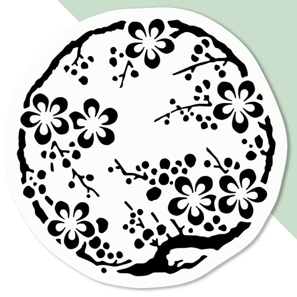 Azeeda 4 x 'Plum Blossom Circle' White Premium Vinyl Decal