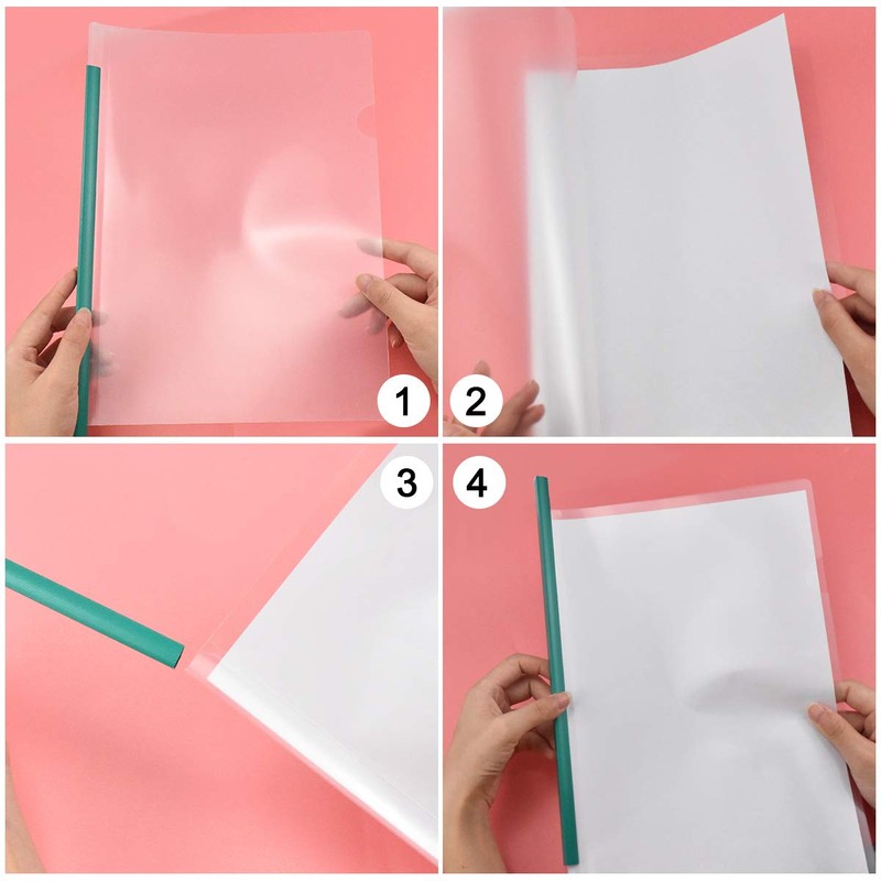 10 Pcs Clear A4 Slide Binder Folders, Sliding Bar Report