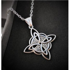 Fashion Jewelry WICCA PAGAN WITCH SYMBOL CELTIC KNOT Pendant 22" 925 Sterling Silver Necklace