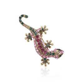 Oenothera Crystal lizard brooch, retro lizard brooch, crystal gecko brooch pin, for men, women, rhinestone jewellery, useful and practical, Zinc