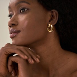 Kyerlyn Chunky Gold Earrings for Women Trendy Gold Statement Earrings Large Dangle Drop Earrings Hoop Gold Jewelry Gifts