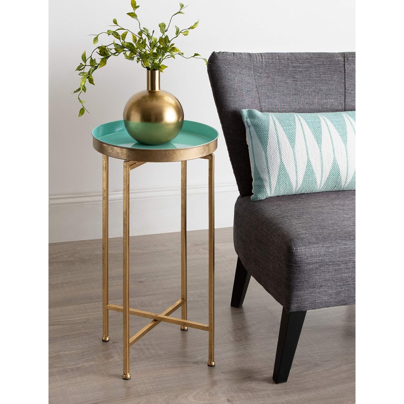 Kate and Laurel Celia Round Foldable Tray Accent Table, 14"
