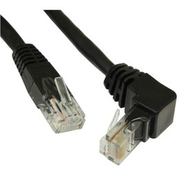 MyCableMart 20ft Cat6 Angled-Down Ethernet RJ45 Patch Cable, Non-BOOTED, Black