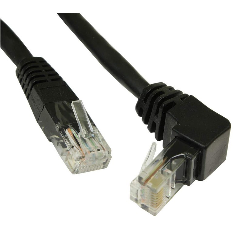MyCableMart 20ft Cat6 Angled-Down Ethernet RJ45 Patch Cable, Non-BOOTED, Black
