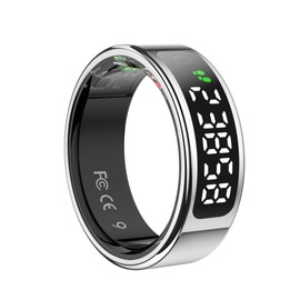 LCD Display Smart Ring - Sleep Tracker Touch Control Ring with Heart Rate/Blood Oxygen/Step Counter, Wireless Charging Dock, 5ATM Waterproof Fitness Tracker, No Subscription Fee for iOS/Android