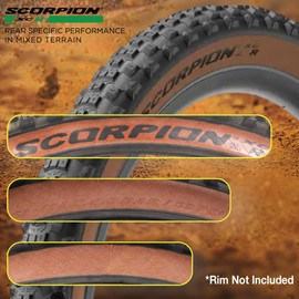 Pirelli Scorpion XC R Classic Tan 55-622 (29x 2.2) MTB Bicycle Tire - Designed for Hardpacked and Trail Courses, and Everyday Biking, 60TPI and ProWall Casing- Mountain Bike Tire w/Keychain