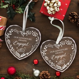 Vorruil Engagement Gifts for Couples, Engaged Christmas Ornament 2024, Engagement Ornament Gift for Her, Heart Engagement Gift, Just Engaged Gifts for Couples