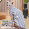 Sphynx Hairless Cat Shirt Rainbow Stripe Kitten T-Shirt With Sleeves,