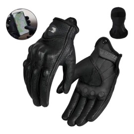 Guantes para Moto | 100% Piel de Cabra | Transpirables + Resistentes | Diseño Ergonómico | Protección + Estilo | Talla Universal
