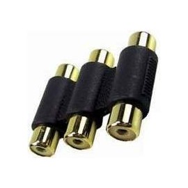 TRIPLE 3 RCA AV STEREO AUDIO VIDEO COUPLER ADAPTER GOLD