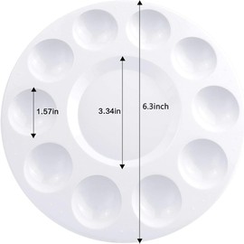 Painting Palette - 2pcs Paint Mixing Palette Tray - Round Paint Tray Palettes - 6.3inch Plastic Round Palette - Watercolor Painting Palettes for Acrylic Oil Watercolor Craft DIY Art Painting