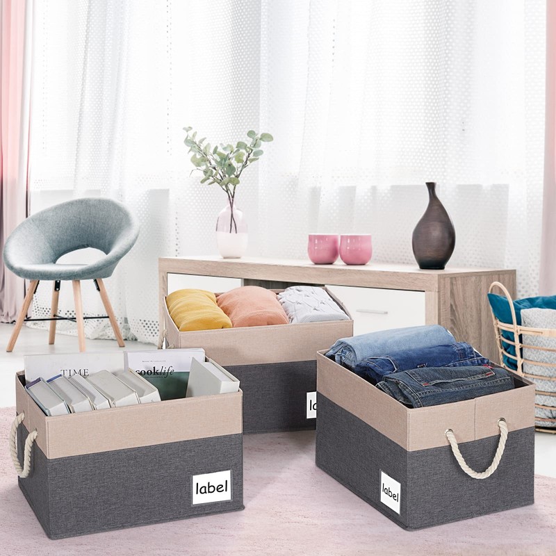 ASXSONN Storage Bins (6 Pack), Closet Storage Bins with Label
