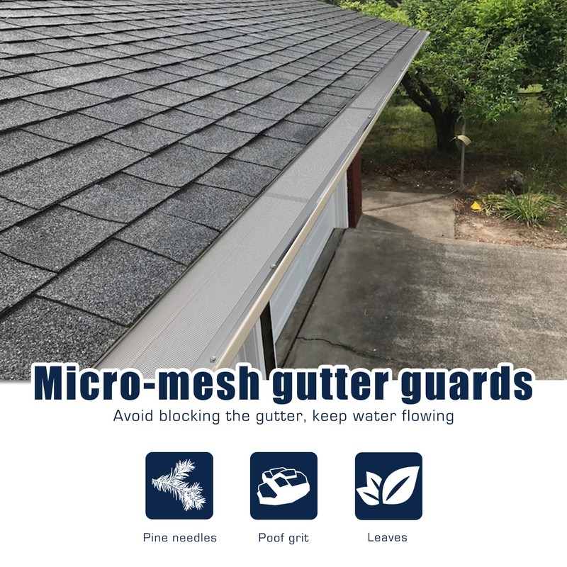 Pearwow 5inch Gutter Guard,48Ft Stainless Steel Mesh Gutter Covers,Heavy Duty