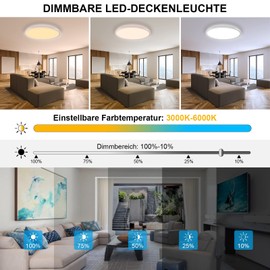 Nigecue 24 W LED Starry Sky Ceiling Light Flat with Remote Control, Dimmable LED Ceiling Light with Adjustable 3000 K - 6000 K Colour Temperature RGB Backlight, IP54 Waterproof, 3200 LM