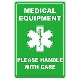 Medical Equipment Sticker,2x3 inch 8pcs Medical Equipment Alert Please Handle with Care Stickers