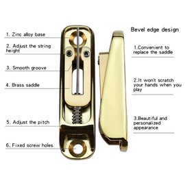 OVSAL Gold Single String Bass Guitar Bridge with Brass Saddle Individual Fixed Bridge for 4 String Electric Bass Replacement Parts