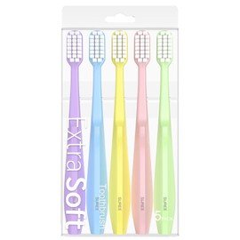 SUREE Extra Soft Toothbrush for Sensitive Teeth and Gums (5 Pack), Ultra Soft Toothbrush with 10000 Micro Nano Bristles for Adults and Elderly