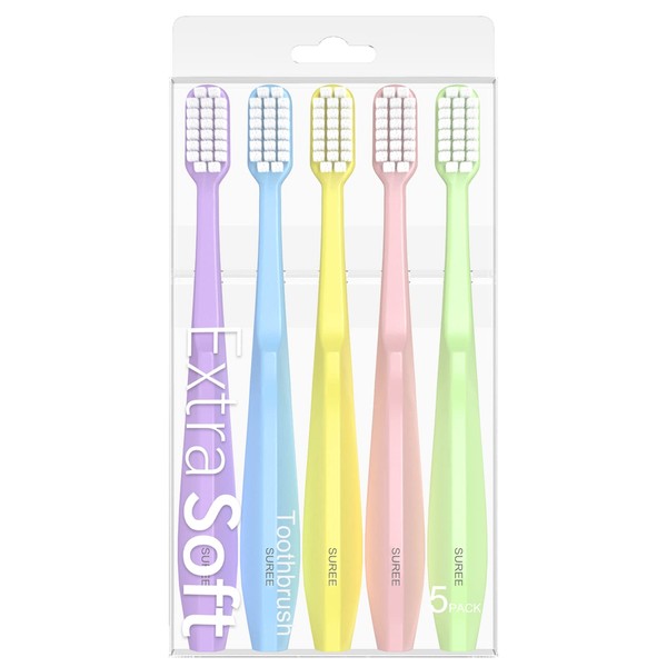 SUREE Extra Soft Toothbrush for Sensitive Teeth and Gums (5