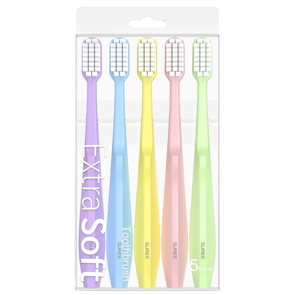 SUREE Extra Soft Toothbrush for Sensitive Teeth and Gums (5