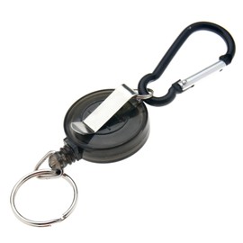 OTOTEC Retractable Stainless Keyring Pull Ring Key Chain Recoil Heavy Duty Steel Black