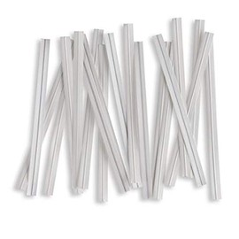 Weststone 100pcs Plastic/Paper Coated White 4" X 1/4" Twist Ties - Won't Rip or Pull Off