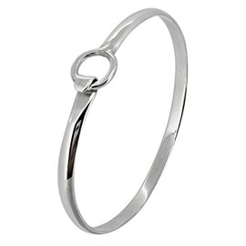 Treasure Bay Handmade Women's 925 Sterling Silver Bangle Bracelet | Classic Plain Silver Bangle with Clip-On Clasp - 65MM Diameter