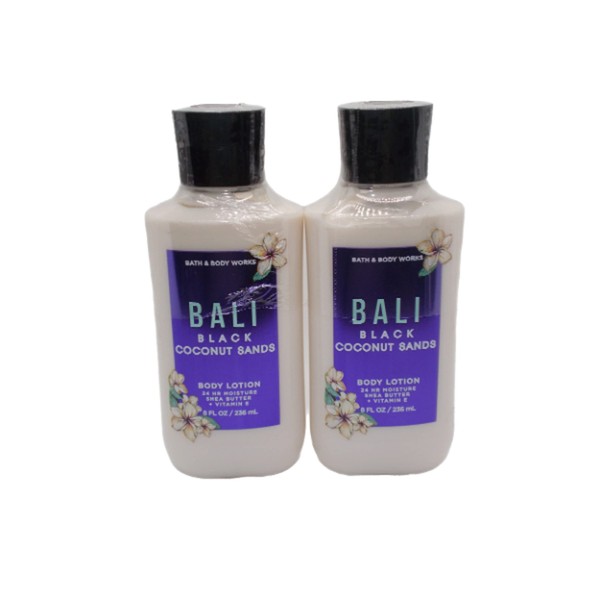 Bath and Body Works Bali Black Coconut Sands Super Smooth Body Lotion Sets Gift For Women 8 Oz -2 Pack (Bali Black Coconut Sands)