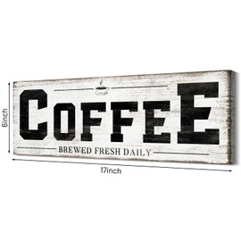 SOOTHAN Rustic Coffee Sign for Coffee Bar Black Coffee Letter Print on Wooden Grain Canvas Coffee Station Decorative Plaques Farmhouse Coffee Nook Accessories for Kitchen Home Décor by 6x17 Inch