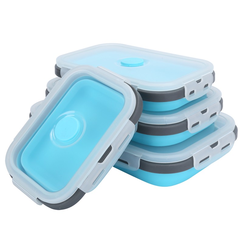 4Pcs/Set Silicone Lunch Box Collapsible Food Storage Container Bento Box