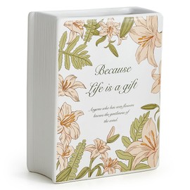 XGZY Modern Book-Shaped Ceramic Vase: Aesthetic Flower Vase for Home Decor Cute Vase for Office Bedroom Bookshelf Table Centerpieces Decorations Book Lovers Gifts (Lily, Large)