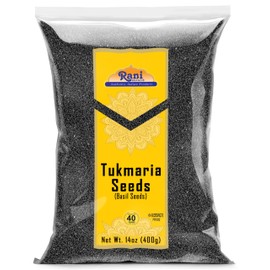 Rani Tukmaria (Holy Basil Seeds) 14oz (400g) Used for Falooda / Sabja Dessert, Spice & Ayurveda Herbal ~ All Natural | Gluten Friendly | NON-GMO | Kosher | Vegan | Indian Origin