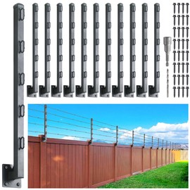 Hulave 8-Pack Fence Post Extender, High 32" Fence Barbed Wire Extend Arm, Used to add Height to Wood Fences for Privacy and to Prevent Animals from Jumping Away and Breaking in (Matte-Black)