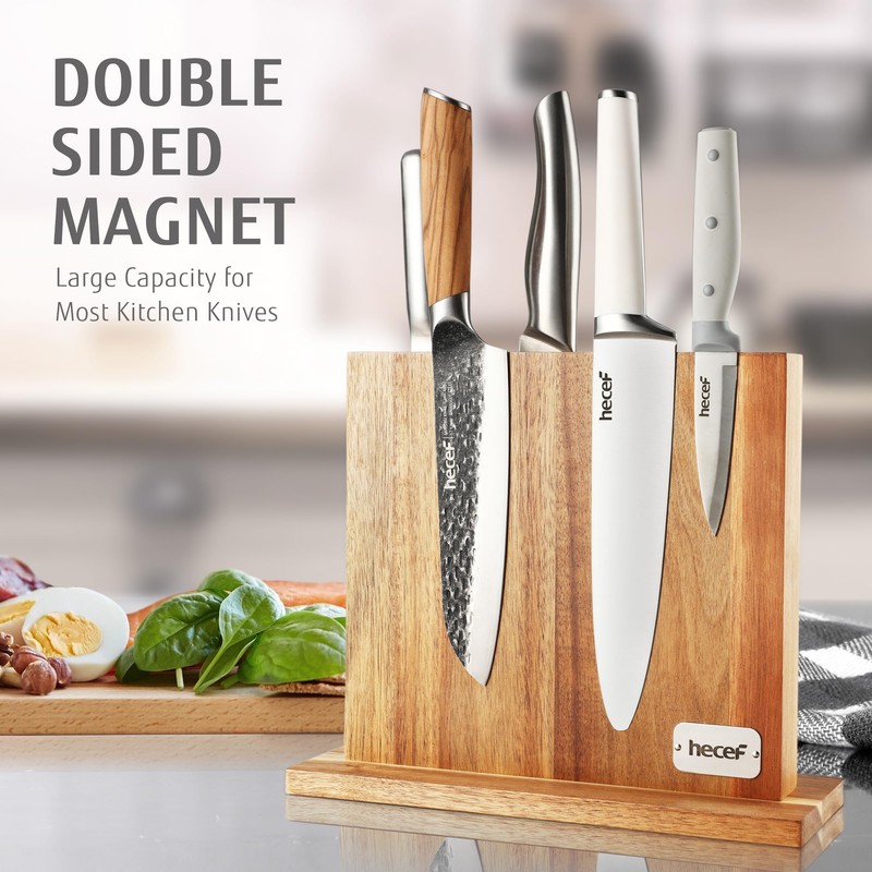 hecef Magnetic Knife Block Holder Rack Magnetic Stands with Strong