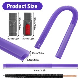 Pulyibo Dryer Vent Cleaner Kit,Flexible Hose Crevice Nozzle Tool Compatible with Dyson V6 V7 V8 V10 V11 V12 V15,Flexible Hose Attachment Removes Deep Lint,1 Vacuum Hose,2 Adapters,1 Dryer Vent Brush